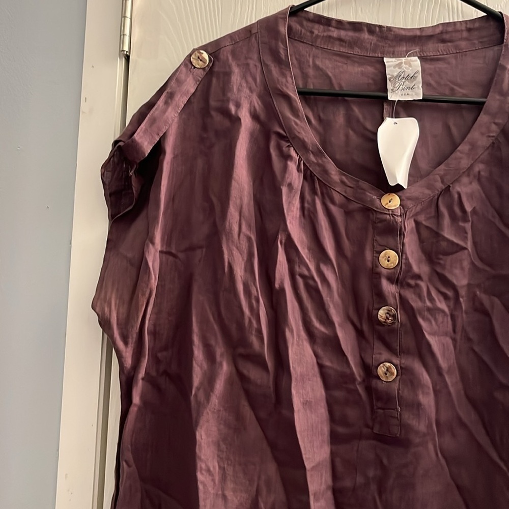 Match Point - Purple Button-Down Blouse - Picture 4 of 5